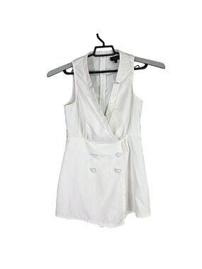 Womens Milk & Honey White Sleeveless V-Neck Romper Button Detail Size M